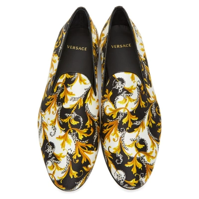 Shop Versace White And Gold Barocco Loafers In Dbn9 White