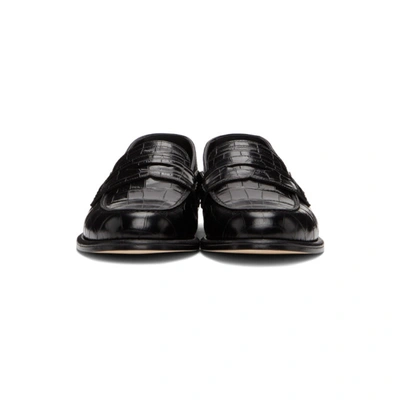 Shop Loewe Black Croc Convertible Slip-on Loafers In 1185black/b