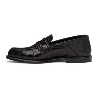 Shop Loewe Black Croc Convertible Slip-on Loafers In 1185black/b