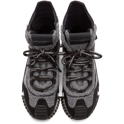 Shop Dolce & Gabbana Grey & Black Wool Ns1 High-top Sneakers In 8b836