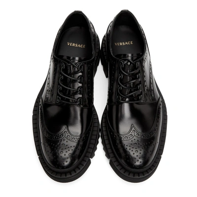 Shop Versace Black Leather Brogues In D41 Black