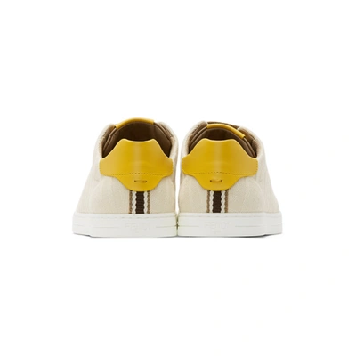 Shop Fendi Beige & Brown Canvas Leather Sneakers In F19nx Grezz