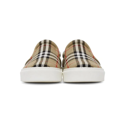 Shop Burberry Beige Thompson Slip-on Sneakers In Archive Bei