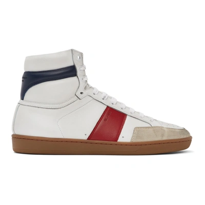 Shop Saint Laurent White & Red Court Classic Sl/10h Sneakers In 9673 Bluopt
