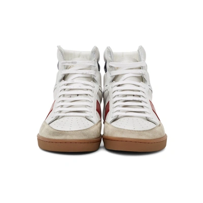 SAINT LAURENT 白色 AND 红色 COURT CLASSIC SL/10H 高帮运动鞋