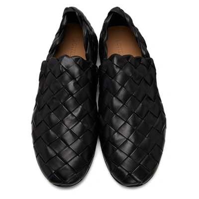 Shop Bottega Veneta Black Intrecciato Loafers
