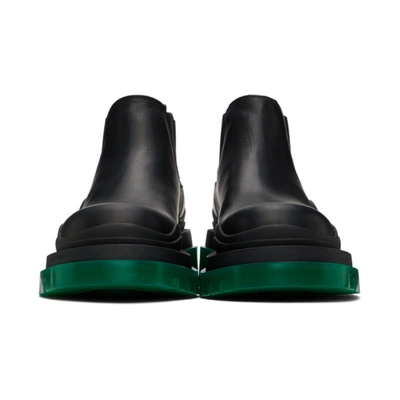 Shop Bottega Veneta Black & Green Low 'the Tire' Chelsea Boots In 1025 Blkgrn