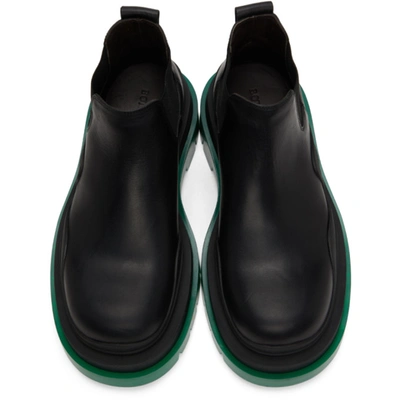 Shop Bottega Veneta Black & Green Low 'the Tire' Chelsea Boots In 1025 Blkgrn