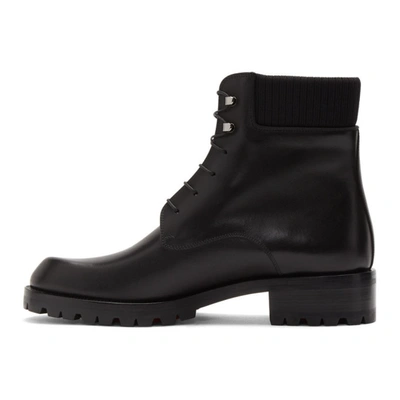 Shop Christian Louboutin Black Calfskin Trapman 20 Crosta Wax Boots In Bk01 Black