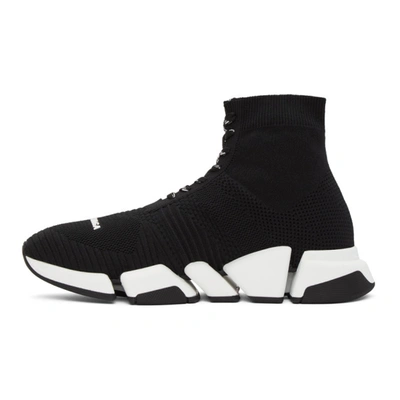 Shop Balenciaga Black & White Speed 2.0 Lace-up Sneakers In 1015black/
