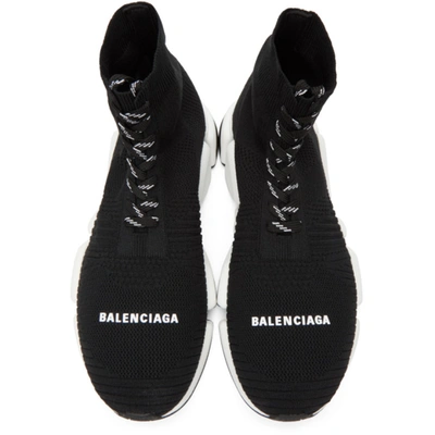 Shop Balenciaga Black & White Speed 2.0 Lace-up Sneakers In 1015black/
