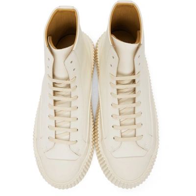 Shop Jil Sander Off-white Vulcanized High-top Sneakers In 136 Coconut