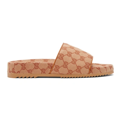 Shop Gucci Beige Gg Sideline Sandals In 8370 Beige