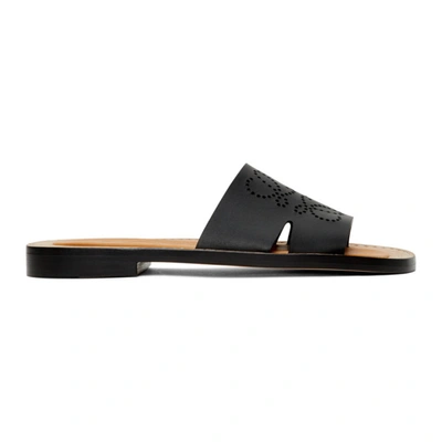 Shop Loewe Black Leather Anagram Mules In 1100 Black