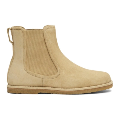 Shop Loewe Beige Suede Chelsea Boots In 8130 Gold