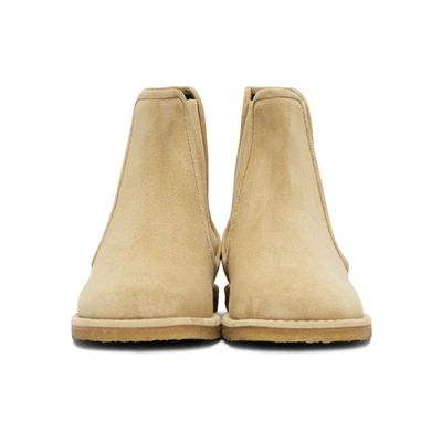 Shop Loewe Beige Suede Chelsea Boots In 8130 Gold