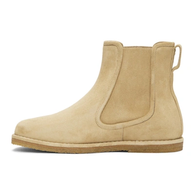 Shop Loewe Beige Suede Chelsea Boots In 8130 Gold