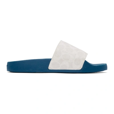 Coach Siganture Monogram Printed Slide Sandals In Chalk Pacif