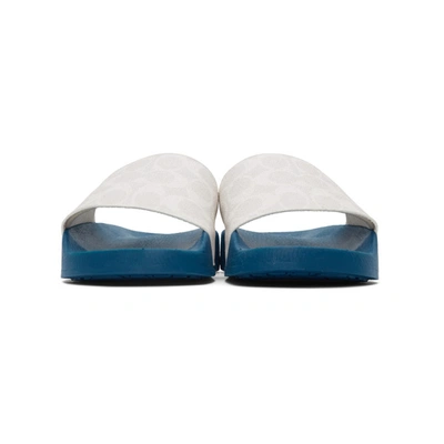 Shop Coach 1941 Blue Signature Slip-on Sandals In Chalk Pacif