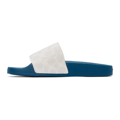 Coach Siganture Monogram Printed Slide Sandals In Chalk Pacif