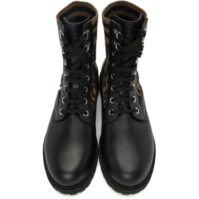 Shop Fendi Black & Brown 'forever ' Lace-up Boots In F0pmm Tobac