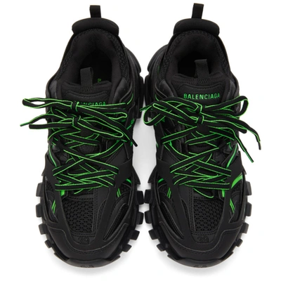 Shop Balenciaga Black & Green Track Sneakers In 1035 Black