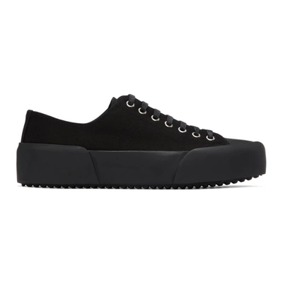 Shop Jil Sander Black Canvas Sneakers In 001 Black