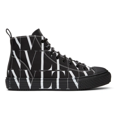 Shop Valentino Black & White  Garavani 'vltn' High-top Sneakers In Black/white