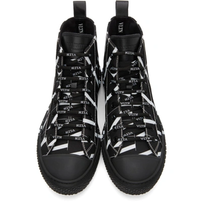 Shop Valentino Black & White  Garavani 'vltn' High-top Sneakers In Black/white