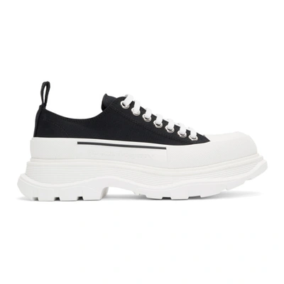 Shop Alexander Mcqueen Black & White Canvas Platform Sneakers In 1070 Blkwht