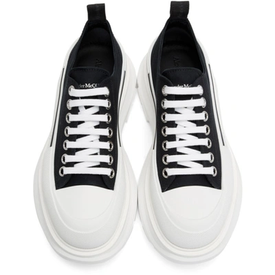 Shop Alexander Mcqueen Black & White Canvas Platform Sneakers In 1070 Blkwht