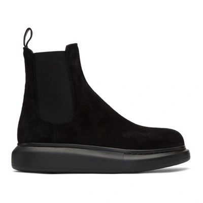 Shop Alexander Mcqueen Black Suede Chelsea Boots In 1000 Black