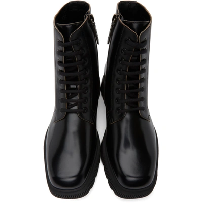 Shop Gucci Black Mystras Lace-up Boots In 1000 Black