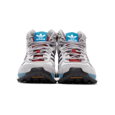 Shop Adidas X Human Made Grey & Blue Marathon Sneakers