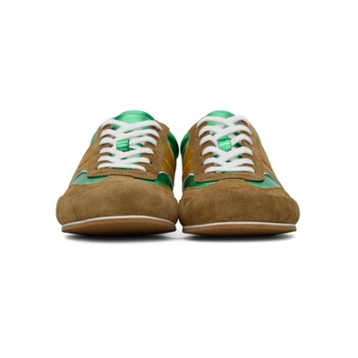 Shop Dries Van Noten Green Leather Metallic Sneakers In 611 Emerald