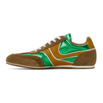 Shop Dries Van Noten Green Leather Metallic Sneakers In 611 Emerald