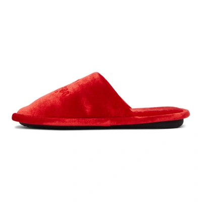 Shop Balenciaga Red Velvet Home Loafers In 6501 Red