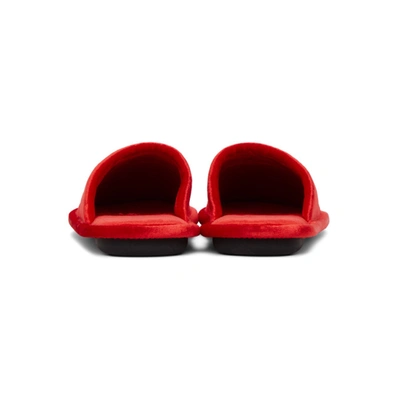 Shop Balenciaga Red Velvet Home Loafers In 6501 Red