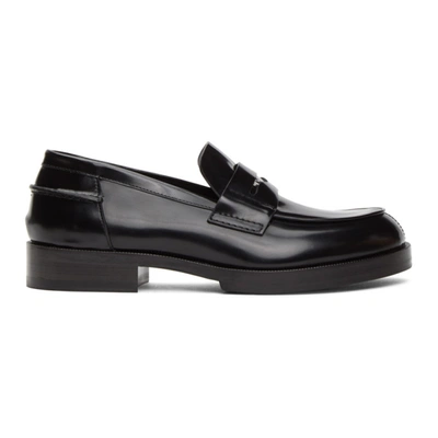 Shop Alyx Black 'a' Penny Loafers In Blk0001 Blk