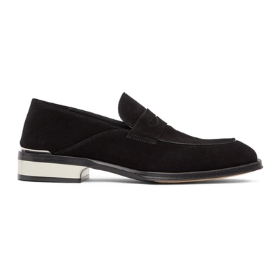 Shop Alexander Mcqueen Black & Silver Suede Loafers In 1081 Black/