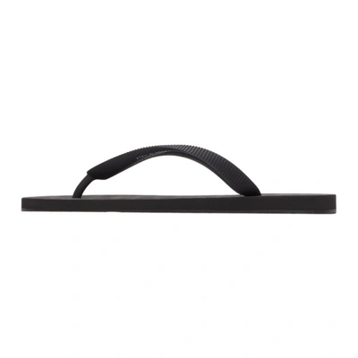 Shop Vetements Black Logo Flip Flops In Black / White 146200