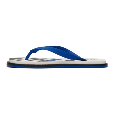 Shop Fendi Navy & White Logo Flip Flops In F1boa Blue