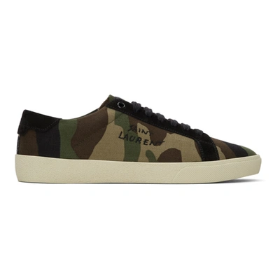 Shop Saint Laurent Green Signa Camo Sl/06 Sneakers In 3166 Kaki