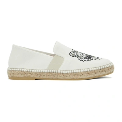 Shop Kenzo White Canvas Tiger Head Espadrilles In 02 Off White