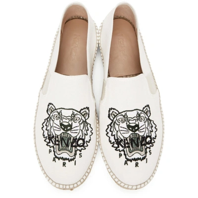 Shop Kenzo White Canvas Tiger Head Espadrilles In 02 Off White