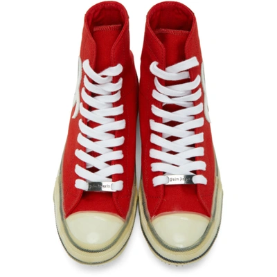 Shop Palm Angels Red Palm Vulcanized High Sneakers In Red White