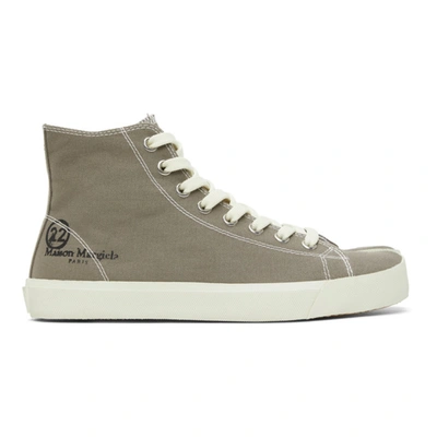 Shop Maison Margiela Taupe Canvas Tabi High-top Sneakers In T8033 Walnu