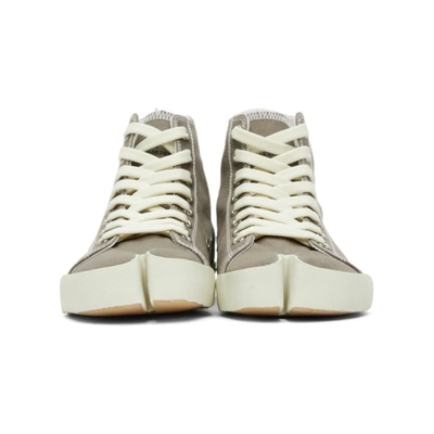 Shop Maison Margiela Taupe Canvas Tabi High-top Sneakers In T8033 Walnu