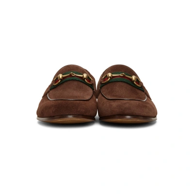Shop Gucci Brown Suede Horsebit Loafers In 2273 Lbrn