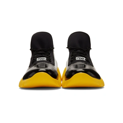 Shop Fendi Black & Yellow 'forever ' Runner Sneakers In F19m6 - Bla